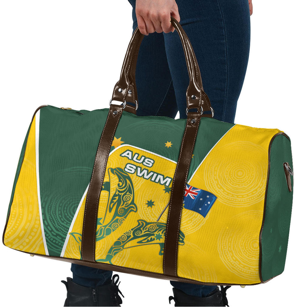 Australia National Swimming Travel Bag Tribal Dolphin Indigenous Pattern Art