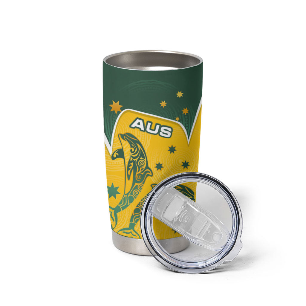 Australia National Swimming Tumbler Cup Tribal Dolphin Indigenous Pattern Art