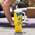 Australia National Swimming Tumbler With Handle Tribal Dolphin Indigenous Pattern Art