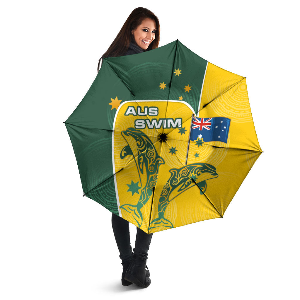 Australia National Swimming Umbrella Tribal Dolphin Indigenous Pattern Art
