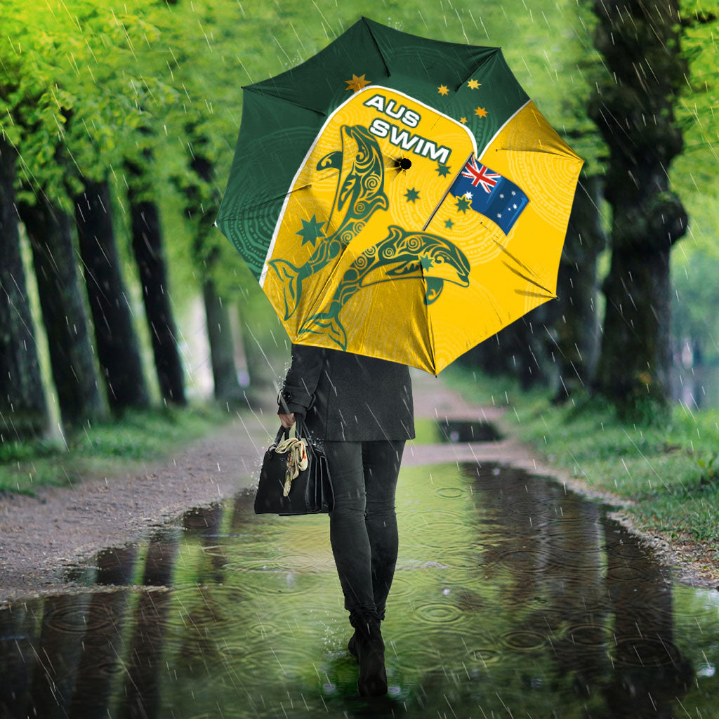 Australia National Swimming Umbrella Tribal Dolphin Indigenous Pattern Art