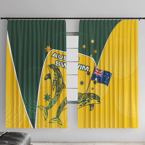 Australia National Swimming Window Curtain Tribal Dolphin Indigenous Pattern Art
