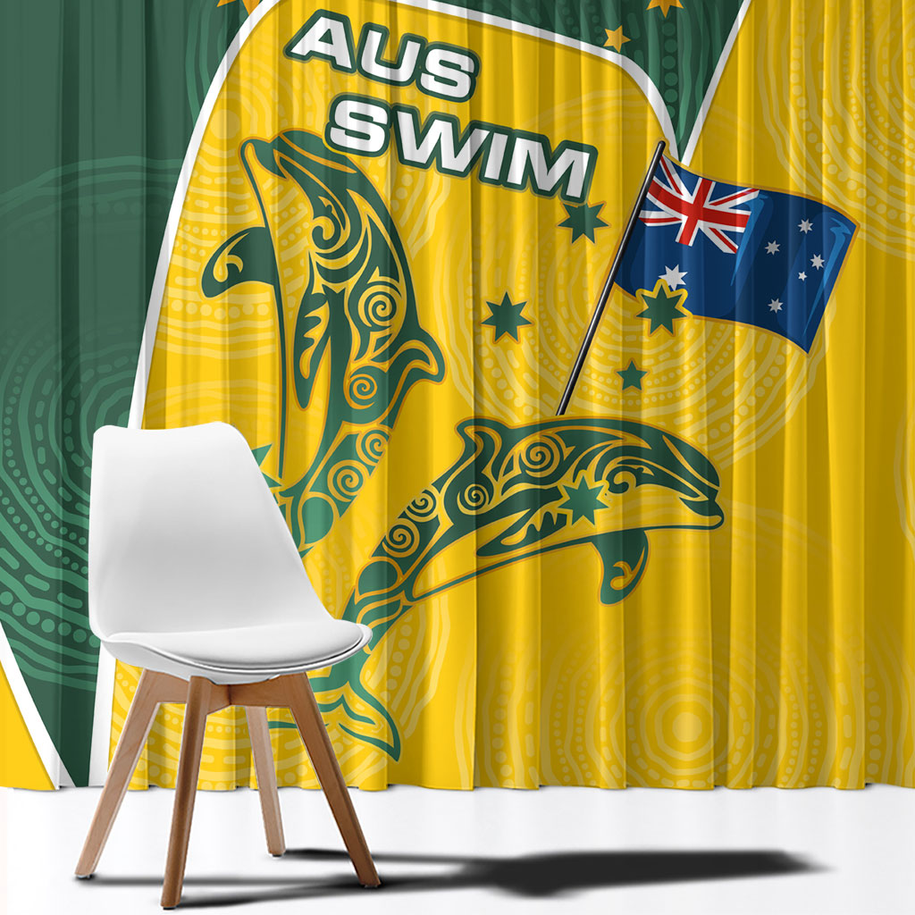 Australia National Swimming Window Curtain Tribal Dolphin Indigenous Pattern Art