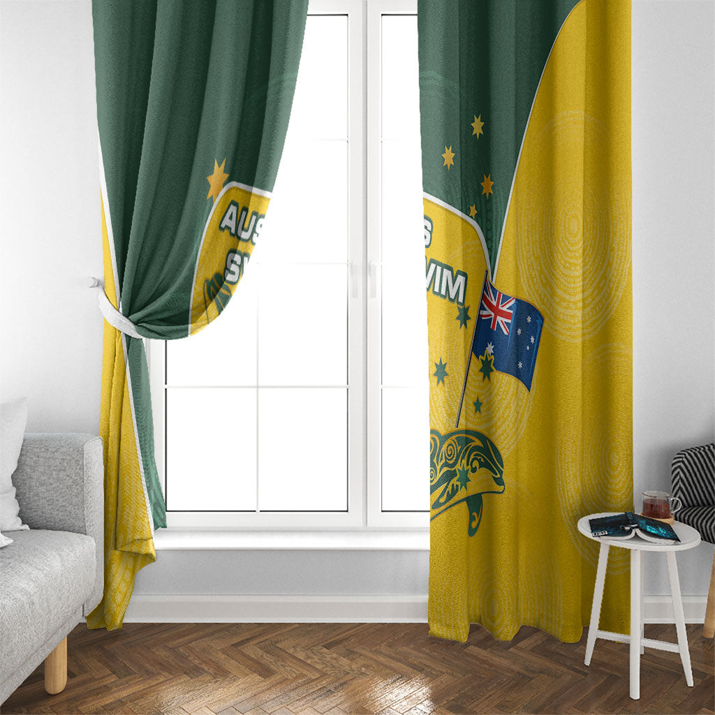 Australia National Swimming Window Curtain Tribal Dolphin Indigenous Pattern Art