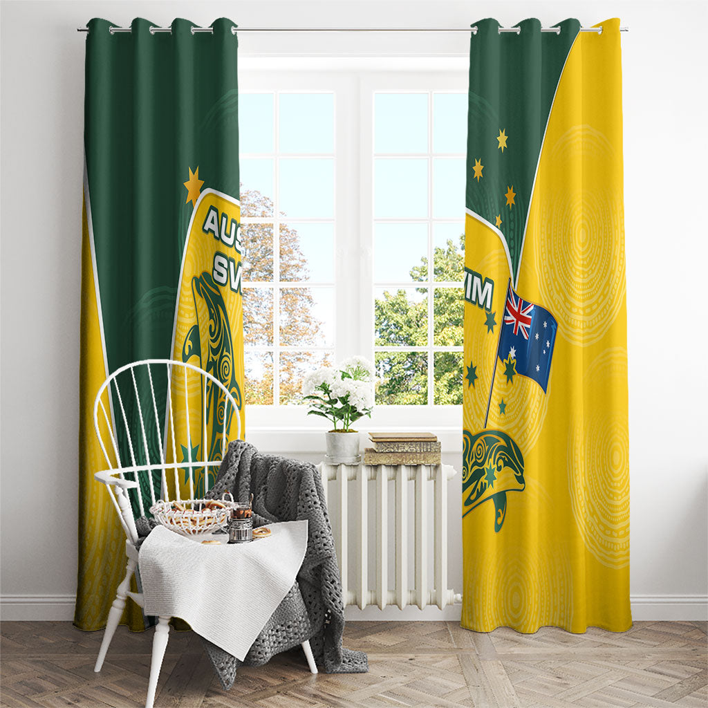 Australia National Swimming Window Curtain Tribal Dolphin Indigenous Pattern Art