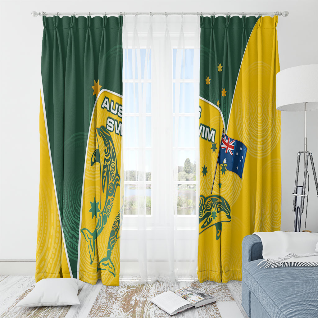 Australia National Swimming Window Curtain Tribal Dolphin Indigenous Pattern Art