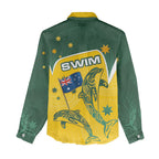 Australia National Swimming Women Casual Shirt Tribal Dolphin Indigenous Pattern Art