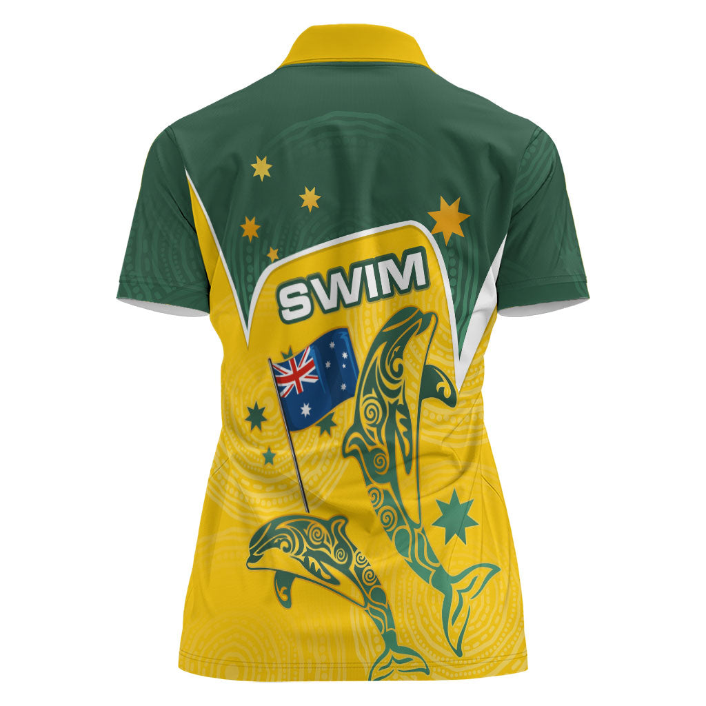 Australia National Swimming Women Polo Shirt Tribal Dolphin Indigenous Pattern Art