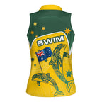 Australia National Swimming Women Sleeveless Polo Shirt Tribal Dolphin Indigenous Pattern Art