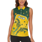 Australia National Swimming Women Sleeveless Polo Shirt Tribal Dolphin Indigenous Pattern Art