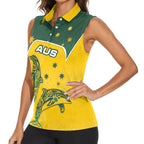 Australia National Swimming Women Sleeveless Polo Shirt Tribal Dolphin Indigenous Pattern Art
