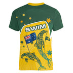 Australia National Swimming Women V-Neck T-Shirt Tribal Dolphin Indigenous Pattern Art