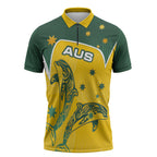 Australia National Swimming Zipper Polo Shirt Tribal Dolphin Indigenous Pattern Art