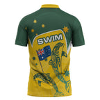 Australia National Swimming Zipper Polo Shirt Tribal Dolphin Indigenous Pattern Art