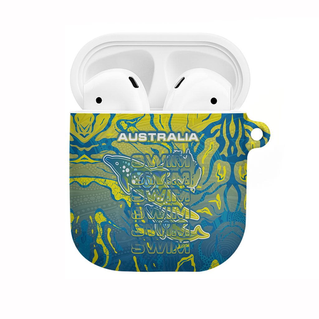 Australia National Swimming Team AirPods Case Aboriginal Shark Dot Pattern Ocean Art
