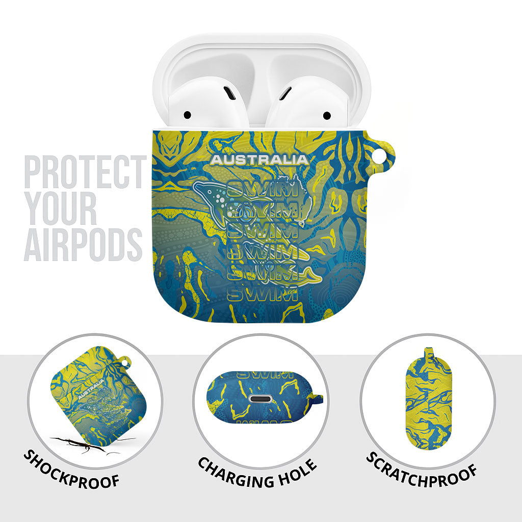Australia National Swimming Team AirPods Case Aboriginal Shark Dot Pattern Ocean Art