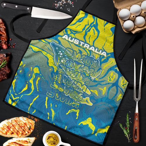 Australia National Swimming Team Apron Aboriginal Shark Dot Pattern Ocean Art