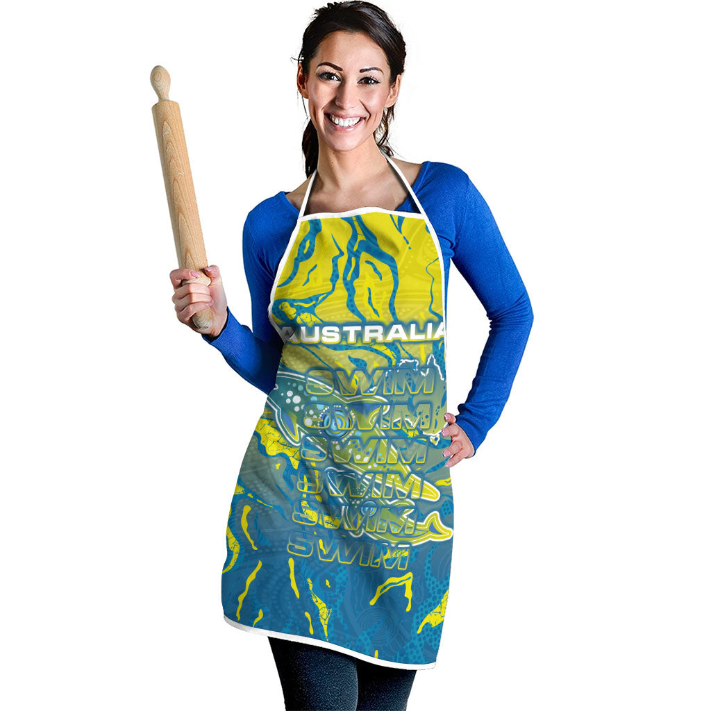 Australia National Swimming Team Apron Aboriginal Shark Dot Pattern Ocean Art