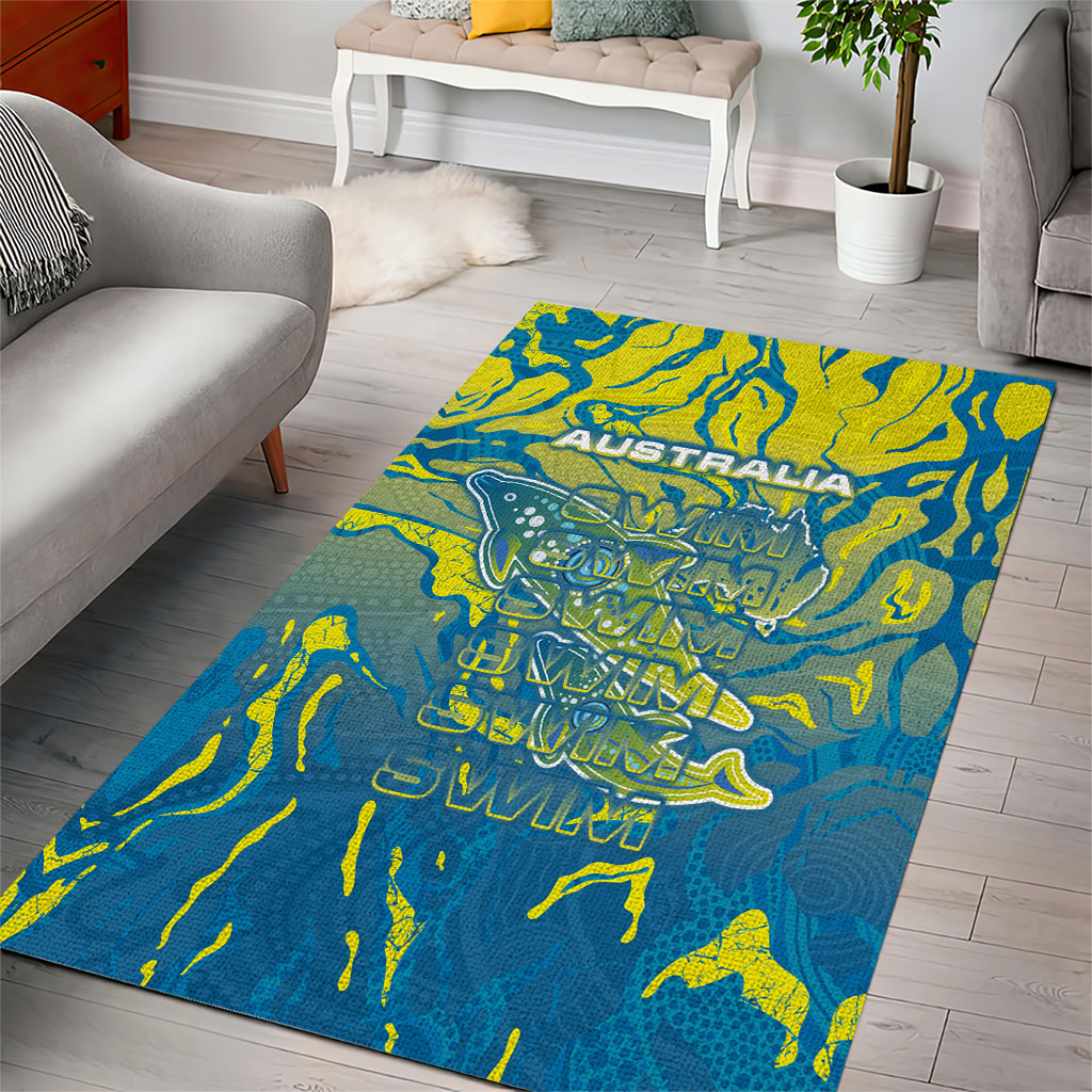 Australia National Swimming Team Area Rug Aboriginal Shark Dot Pattern Ocean Art