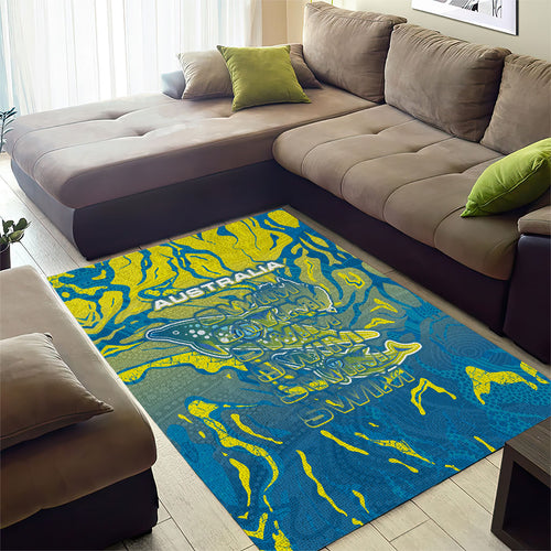 Australia National Swimming Team Area Rug Aboriginal Shark Dot Pattern Ocean Art