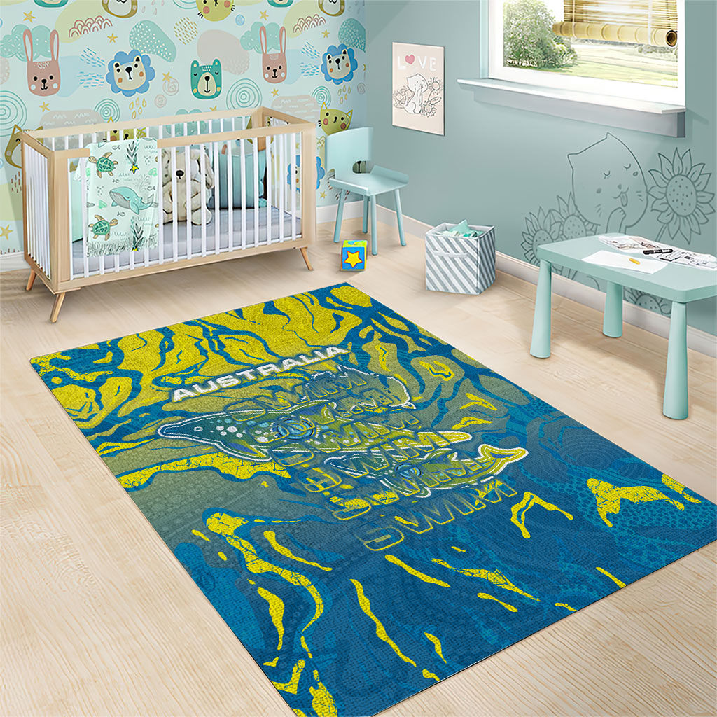 Australia National Swimming Team Area Rug Aboriginal Shark Dot Pattern Ocean Art