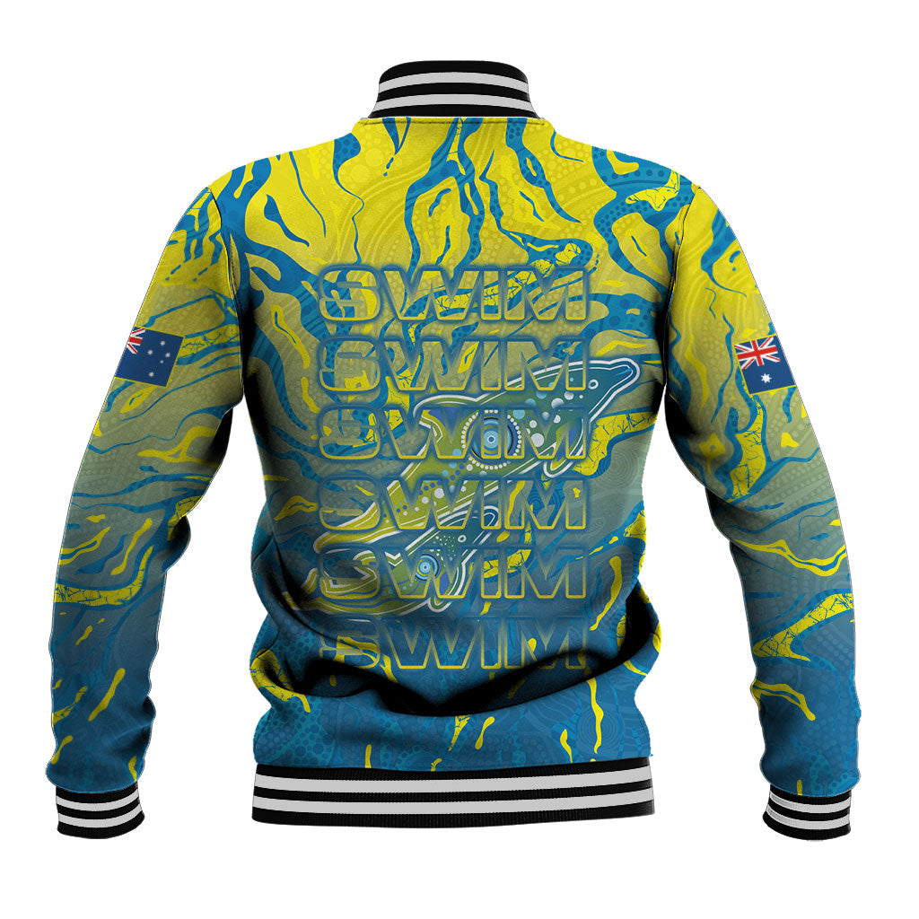Australia National Swimming Team Baseball Jacket Aboriginal Shark Dot Pattern Ocean Art
