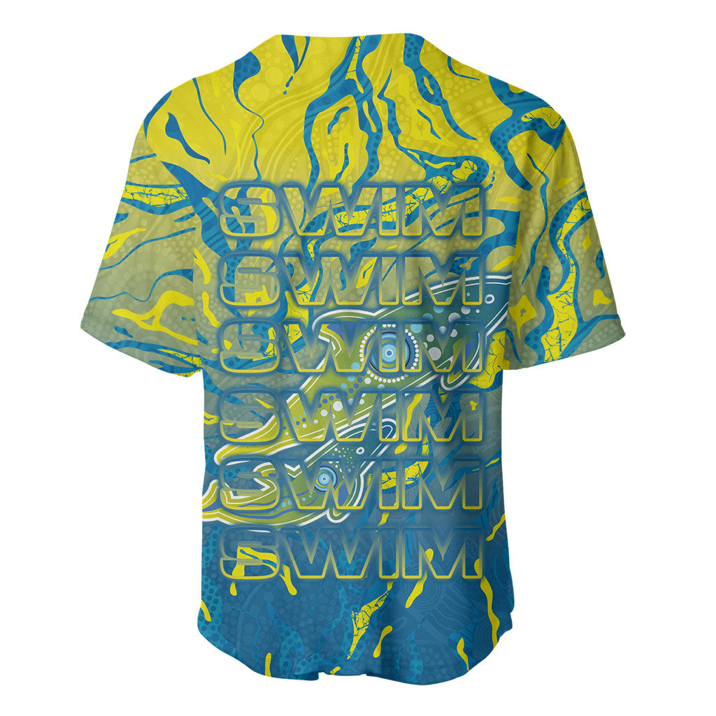 Australia National Swimming Team Baseball Jersey Aboriginal Shark Dot Pattern Ocean Art