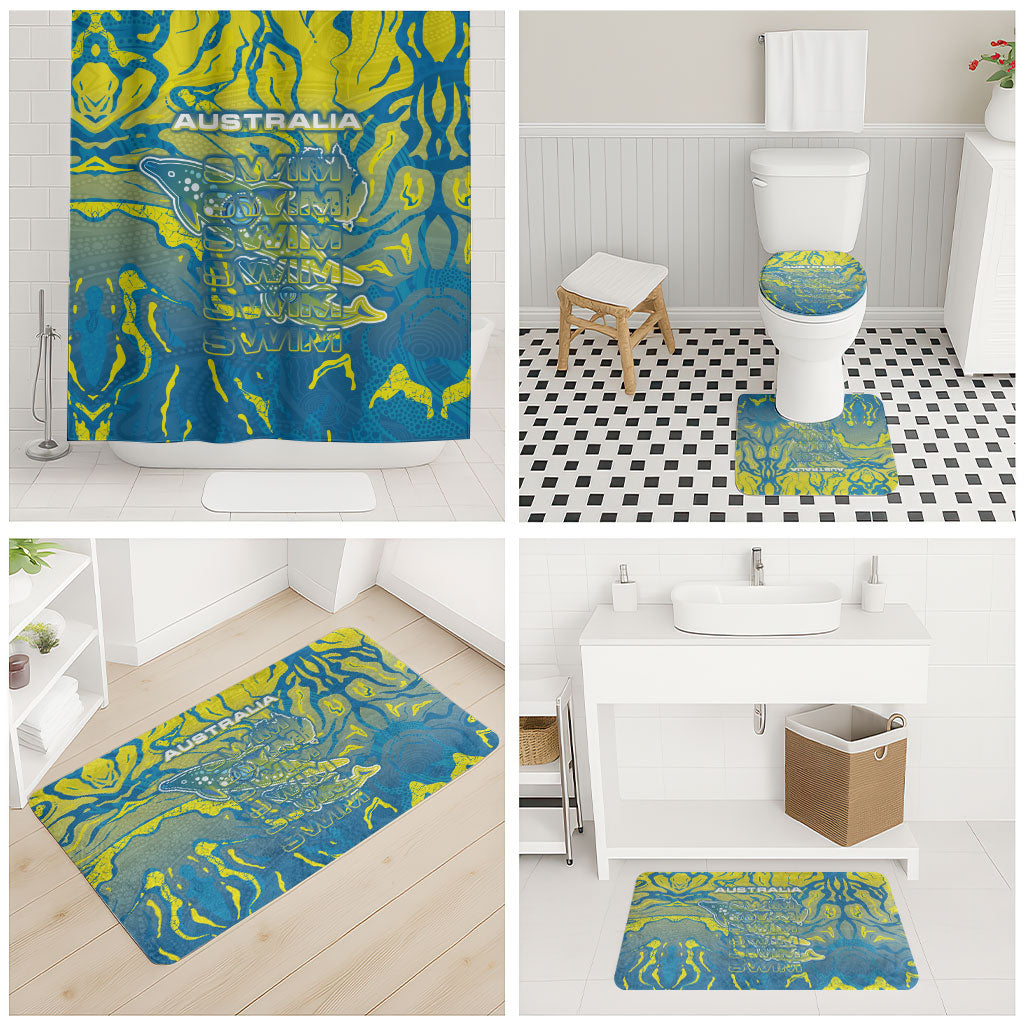 Australia National Swimming Team Bathroom Set Aboriginal Shark Dot Pattern Ocean Art