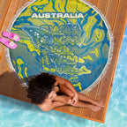 Australia National Swimming Team Beach Blanket Aboriginal Shark Dot Pattern Ocean Art
