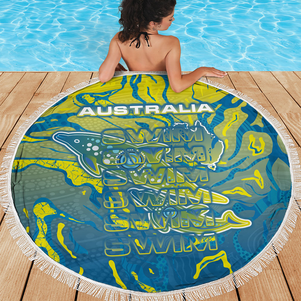 Australia National Swimming Team Beach Blanket Aboriginal Shark Dot Pattern Ocean Art