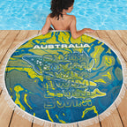 Australia National Swimming Team Beach Blanket Aboriginal Shark Dot Pattern Ocean Art