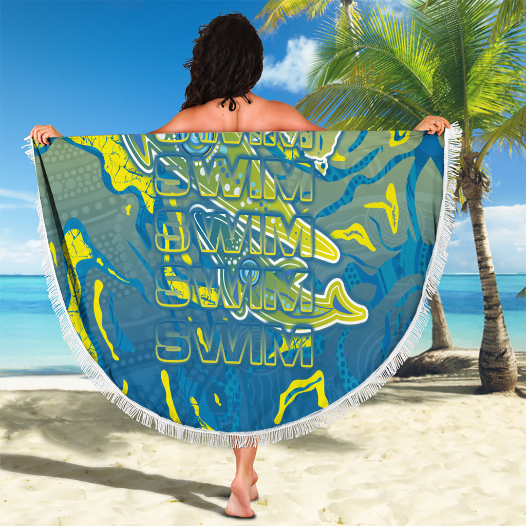 Australia National Swimming Team Beach Blanket Aboriginal Shark Dot Pattern Ocean Art