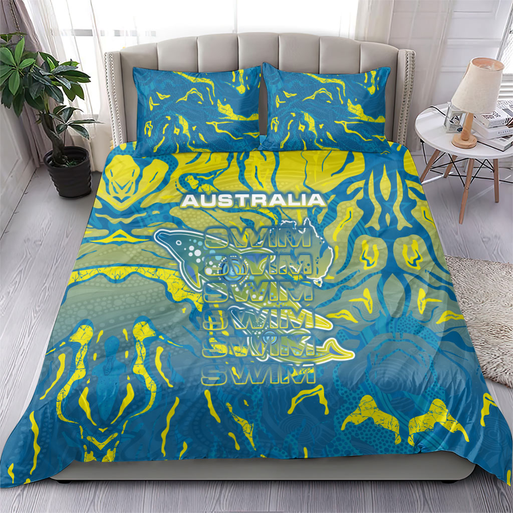 Australia National Swimming Team Bedding Set Aboriginal Shark Dot Pattern Ocean Art