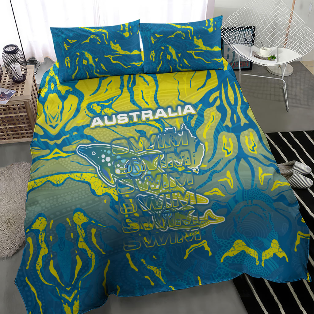 Australia National Swimming Team Bedding Set Aboriginal Shark Dot Pattern Ocean Art