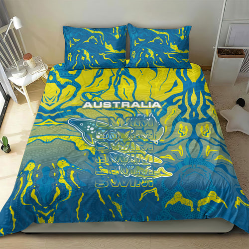 Australia National Swimming Team Bedding Set Aboriginal Shark Dot Pattern Ocean Art