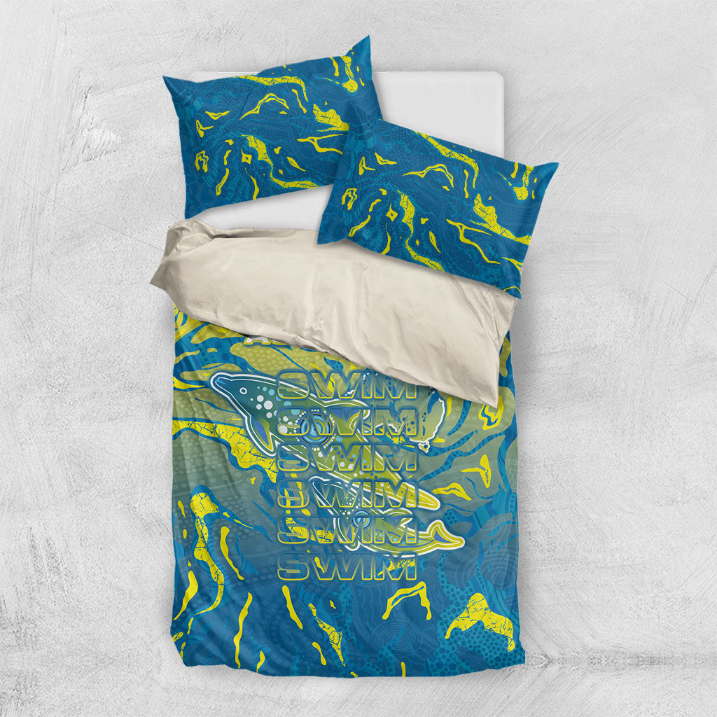 Australia National Swimming Team Bedding Set Aboriginal Shark Dot Pattern Ocean Art