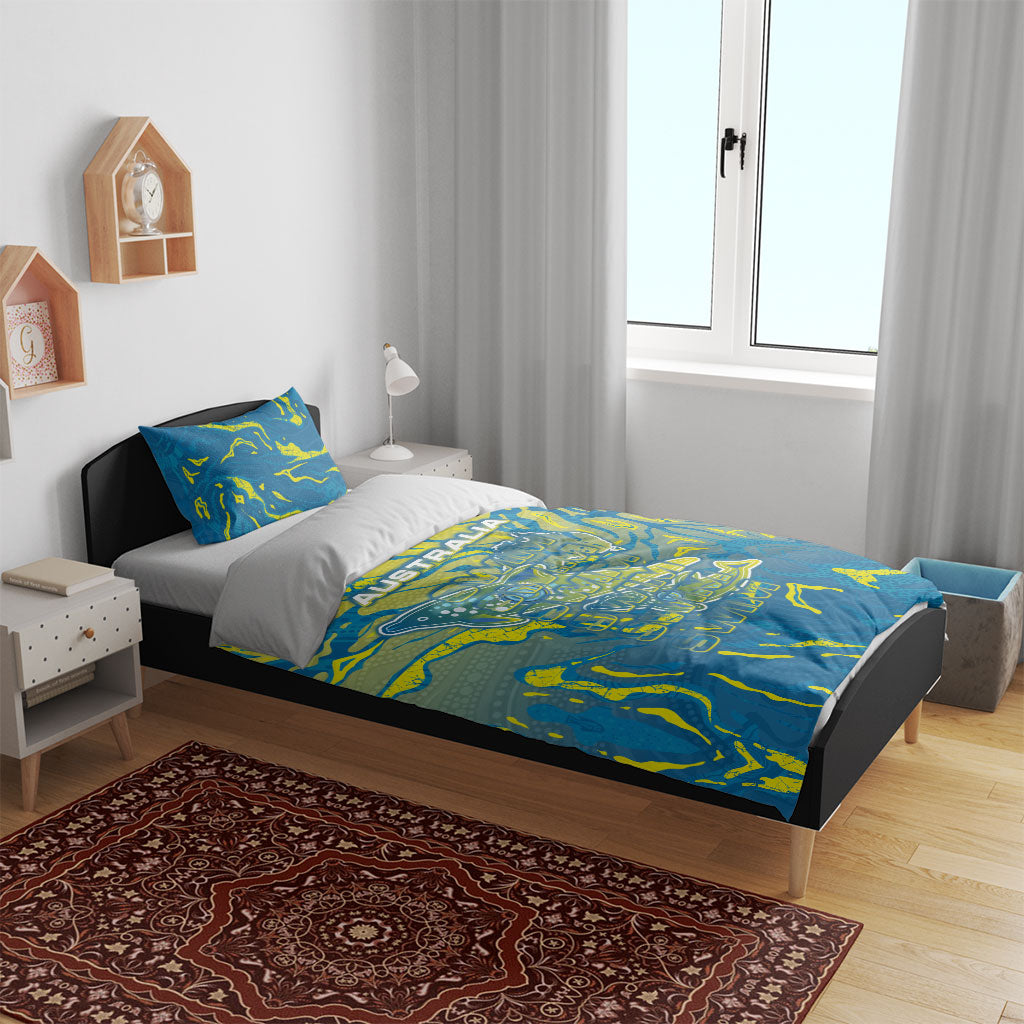 Australia National Swimming Team Bedding Set Aboriginal Shark Dot Pattern Ocean Art