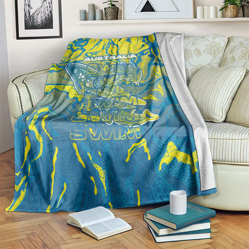 Australia National Swimming Team Blanket Aboriginal Shark Dot Pattern Ocean Art