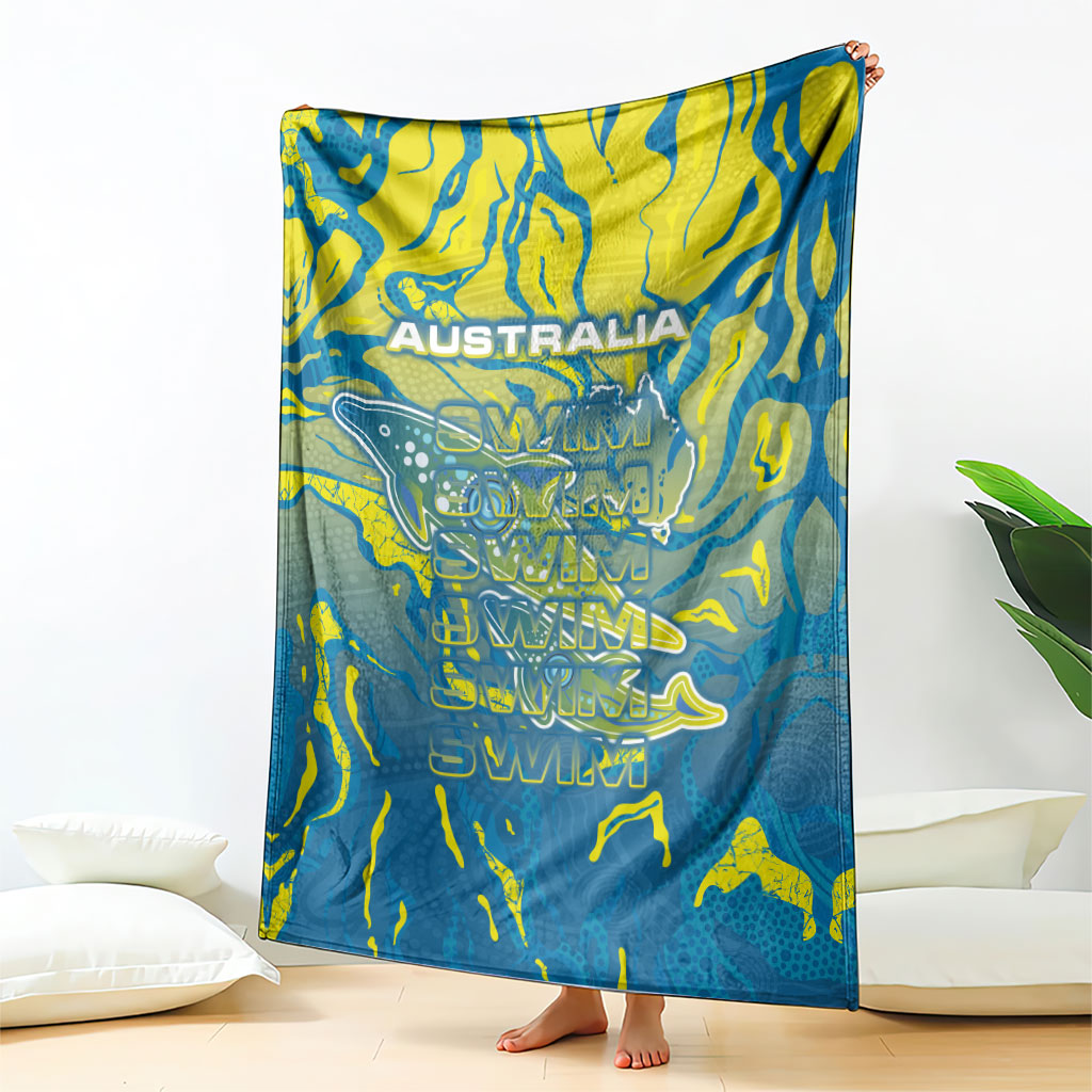 Australia National Swimming Team Blanket Aboriginal Shark Dot Pattern Ocean Art