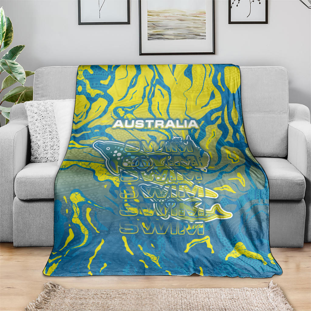 Australia National Swimming Team Blanket Aboriginal Shark Dot Pattern Ocean Art