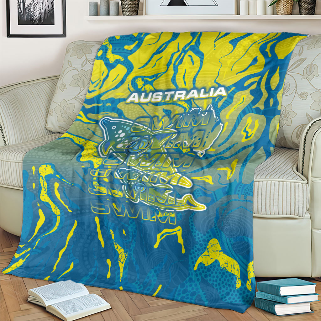 Australia National Swimming Team Blanket Aboriginal Shark Dot Pattern Ocean Art