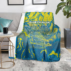Australia National Swimming Team Blanket Aboriginal Shark Dot Pattern Ocean Art
