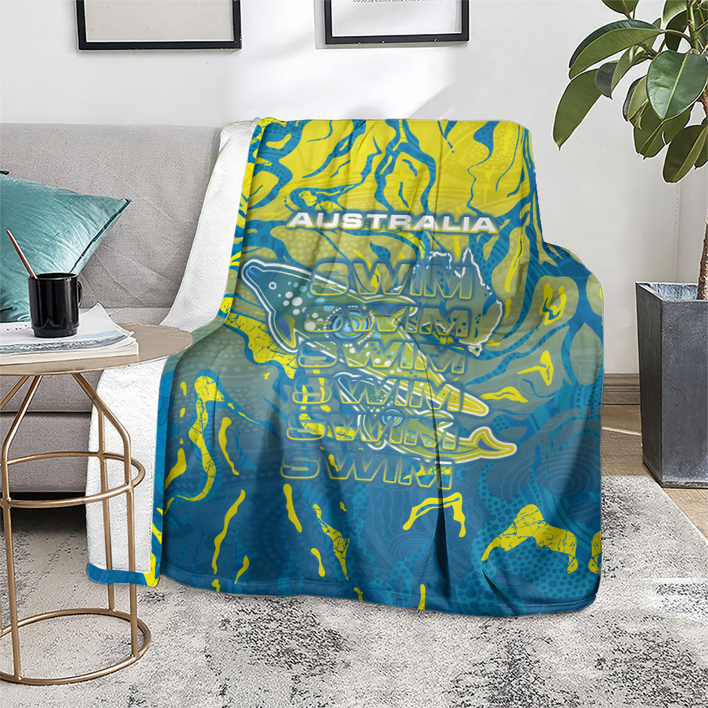 Australia National Swimming Team Blanket Aboriginal Shark Dot Pattern Ocean Art