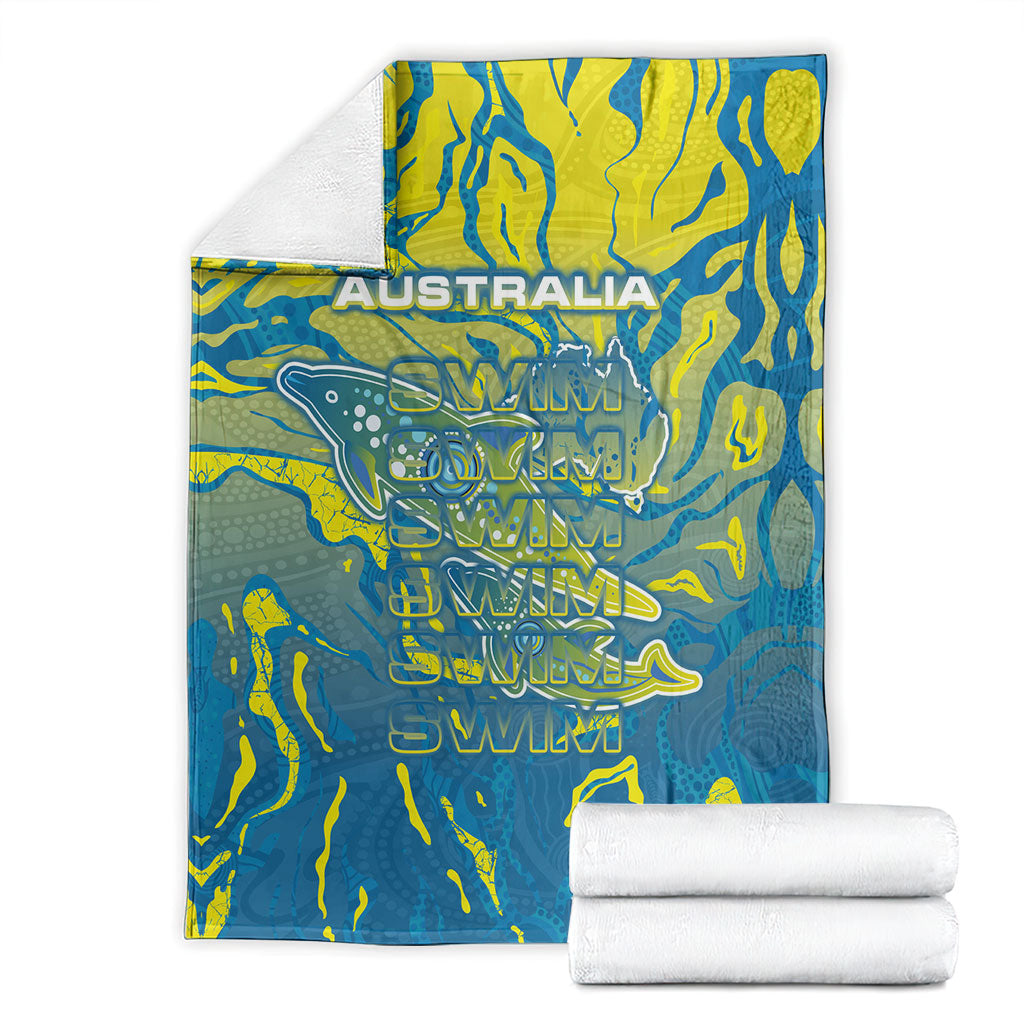 Australia National Swimming Team Blanket Aboriginal Shark Dot Pattern Ocean Art