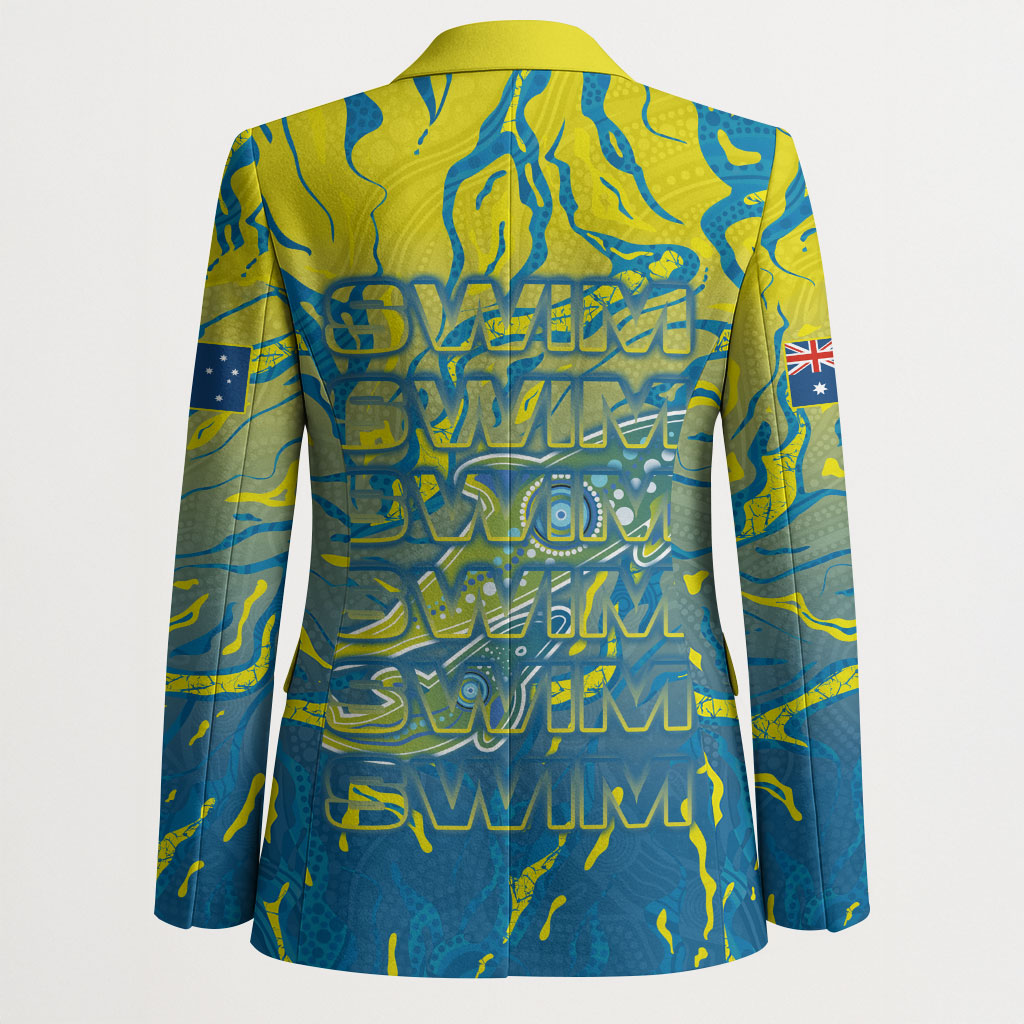 Australia National Swimming Team Blazer Aboriginal Shark Dot Pattern Ocean Art