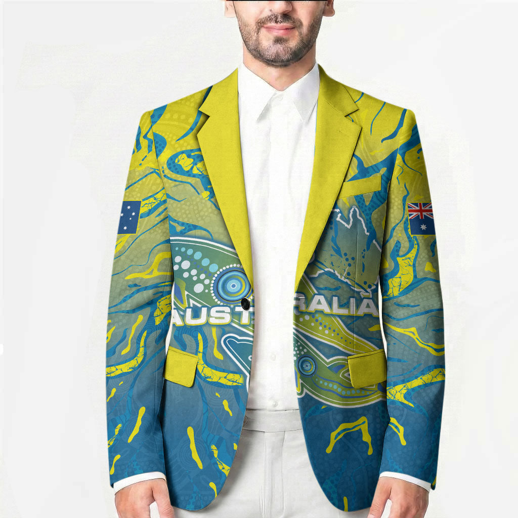 Australia National Swimming Team Blazer Aboriginal Shark Dot Pattern Ocean Art