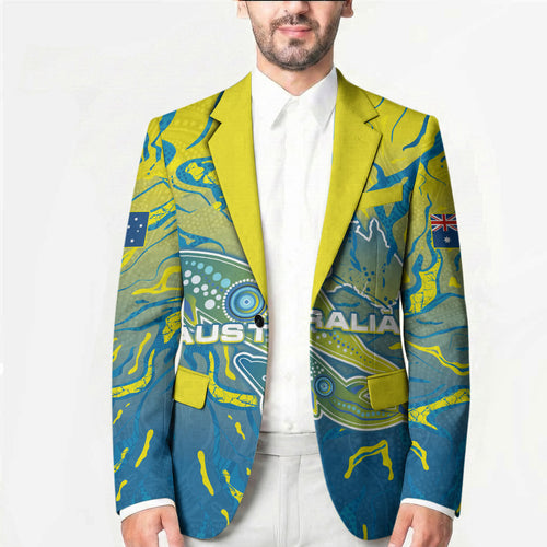 Australia National Swimming Team Blazer Aboriginal Shark Dot Pattern Ocean Art