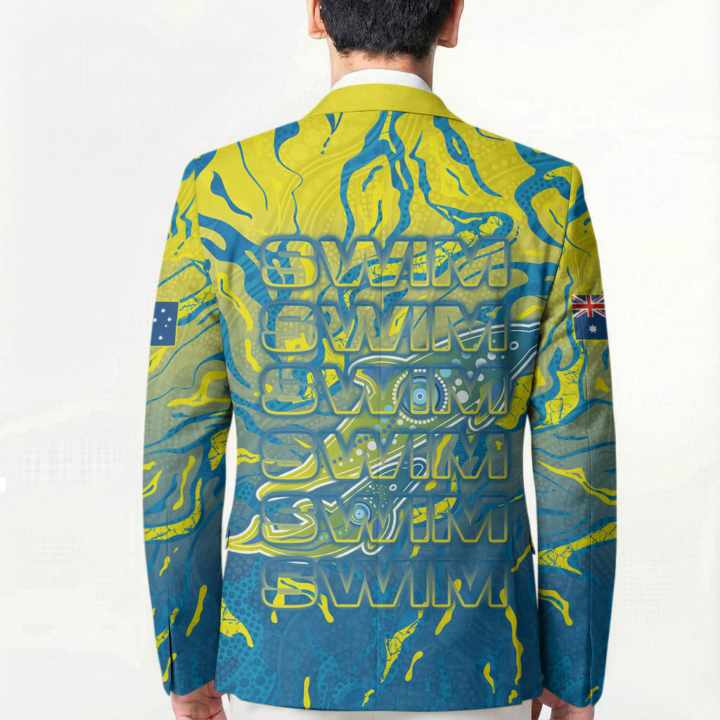 Australia National Swimming Team Blazer Aboriginal Shark Dot Pattern Ocean Art