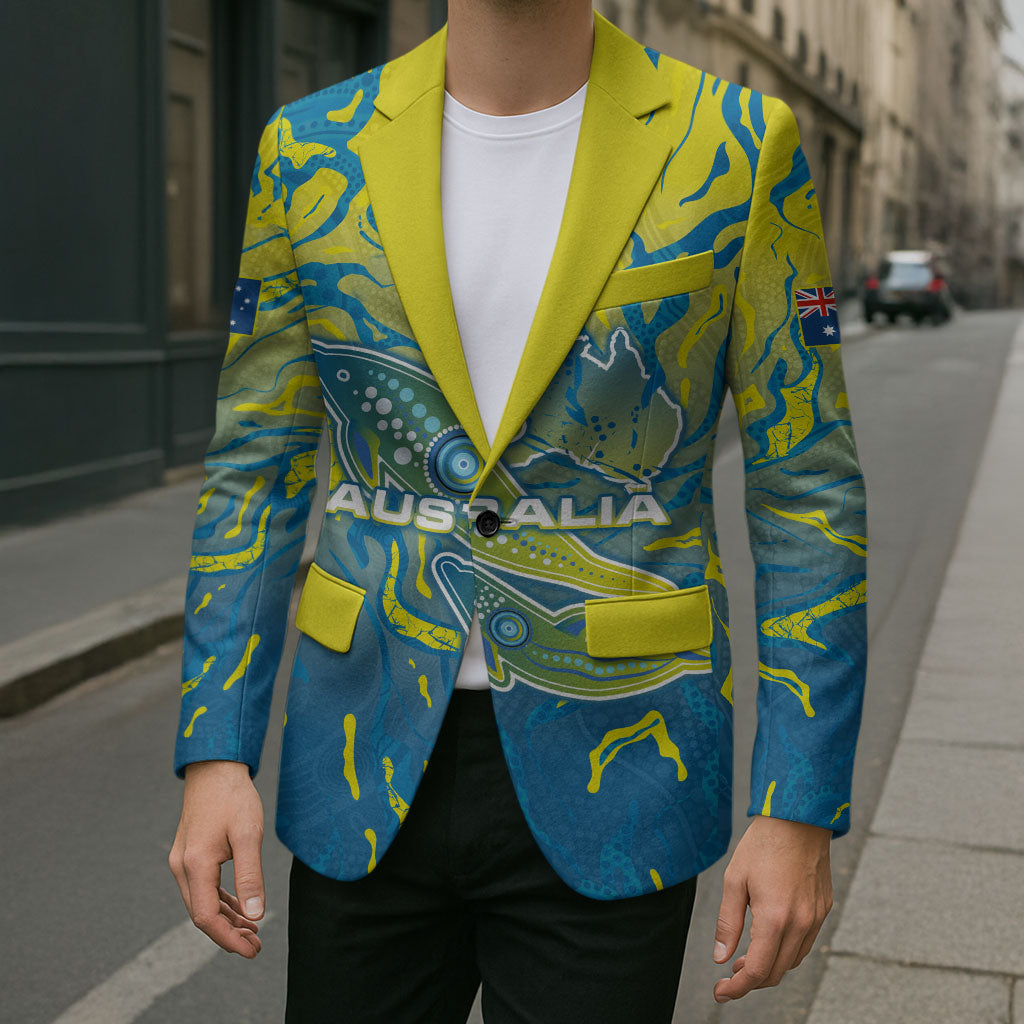 Australia National Swimming Team Blazer Aboriginal Shark Dot Pattern Ocean Art
