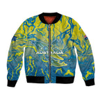 Australia National Swimming Team Bomber Jacket Aboriginal Shark Dot Pattern Ocean Art
